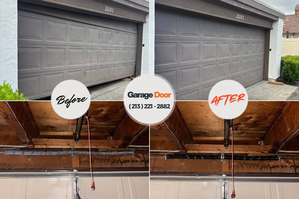 Before and after: garage door repair Sandusky, MI
